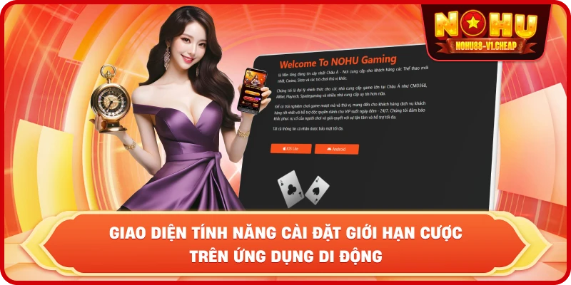giao diện tính năng cài đặt giới hạn cược trên ứng dụng di động